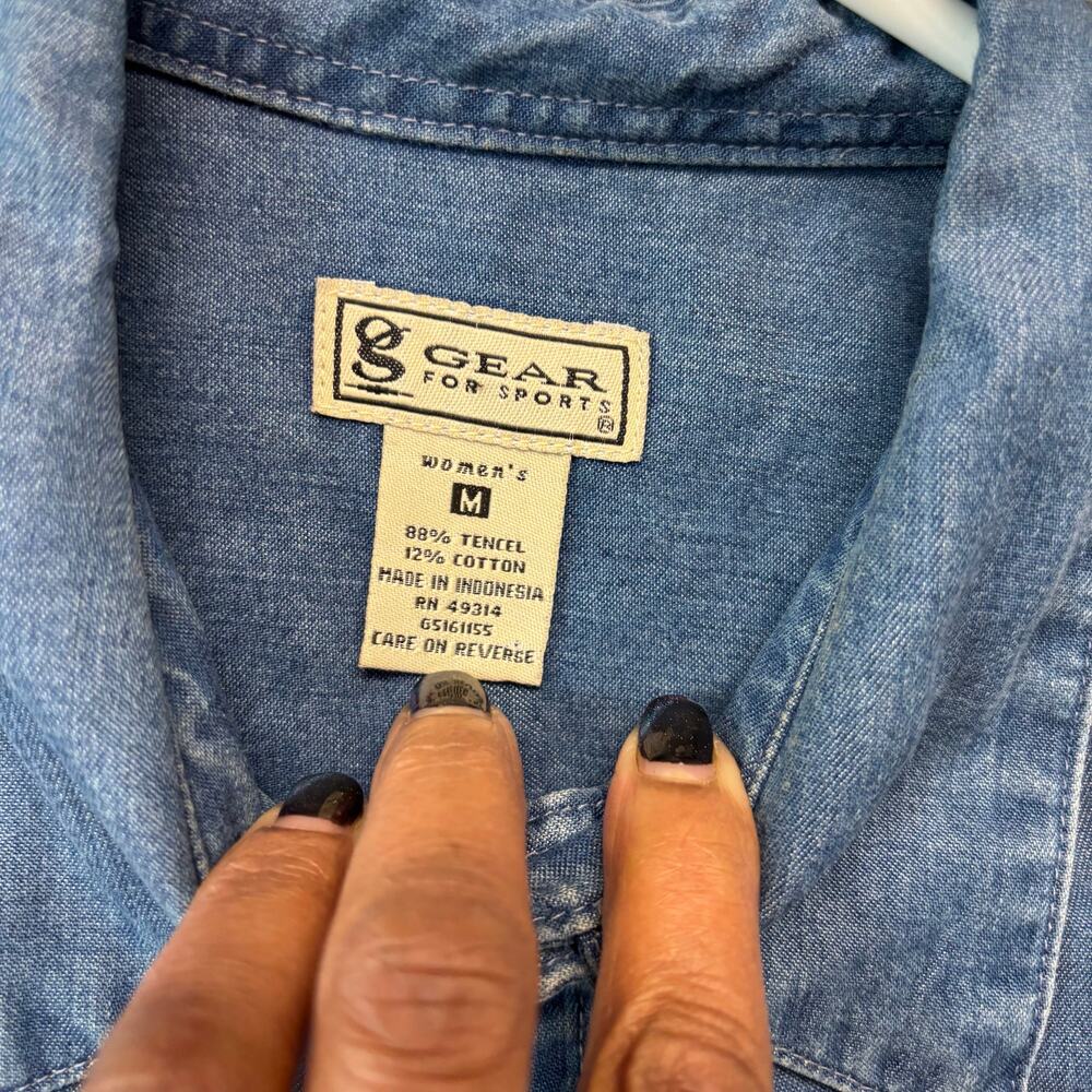 Vtg Gear for Sports Womens Yosemite Denim Button Down Shirt Medium National Park - Picture 6 of 10